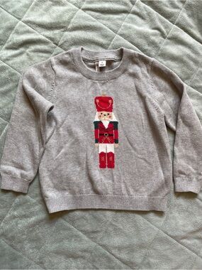 Janie and Jack Gray Crewneck Nutcracker Sweater